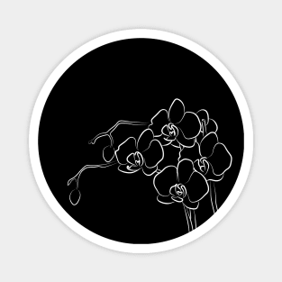 White Orchid Line Art Drawing Magnet